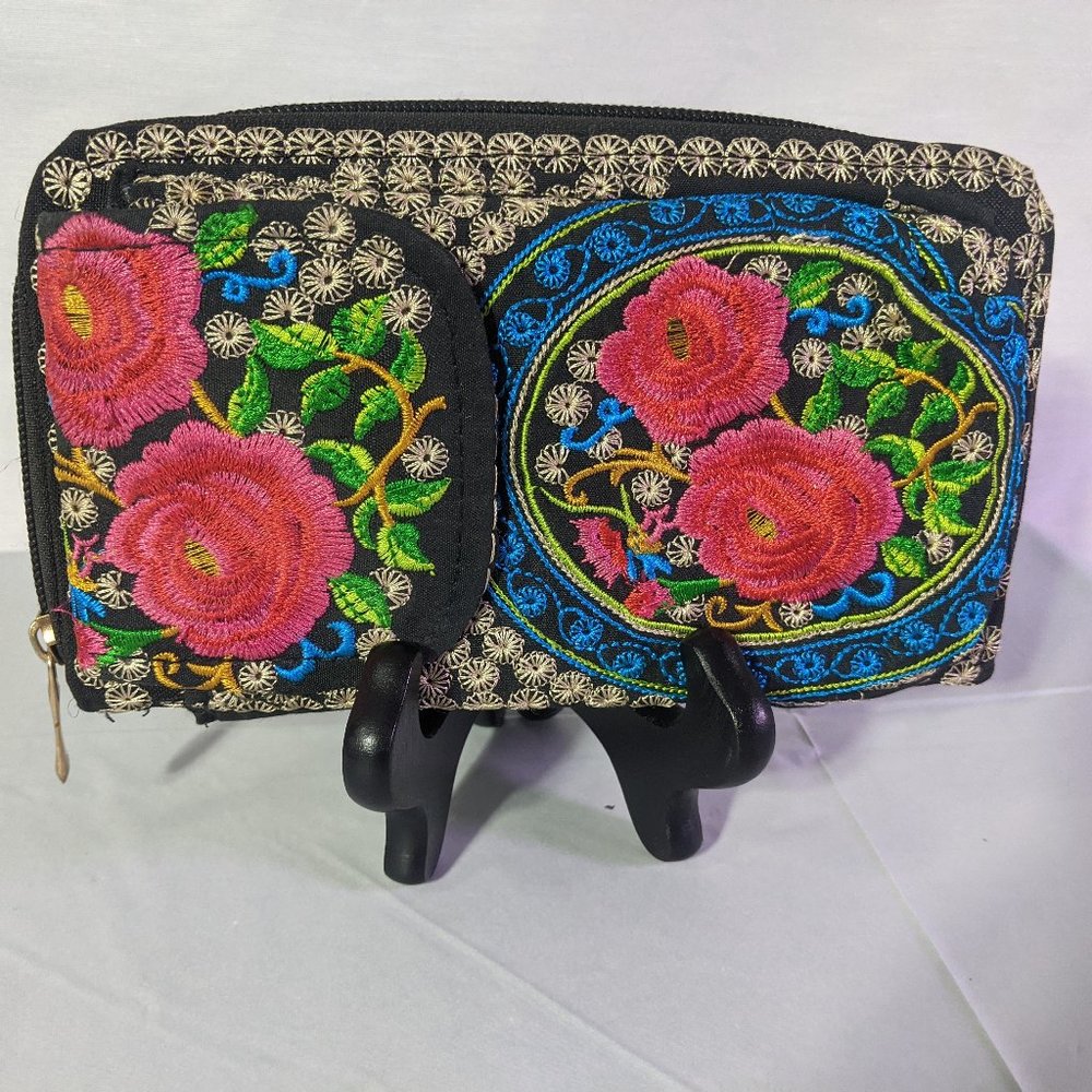 Embordered Rose Wallet